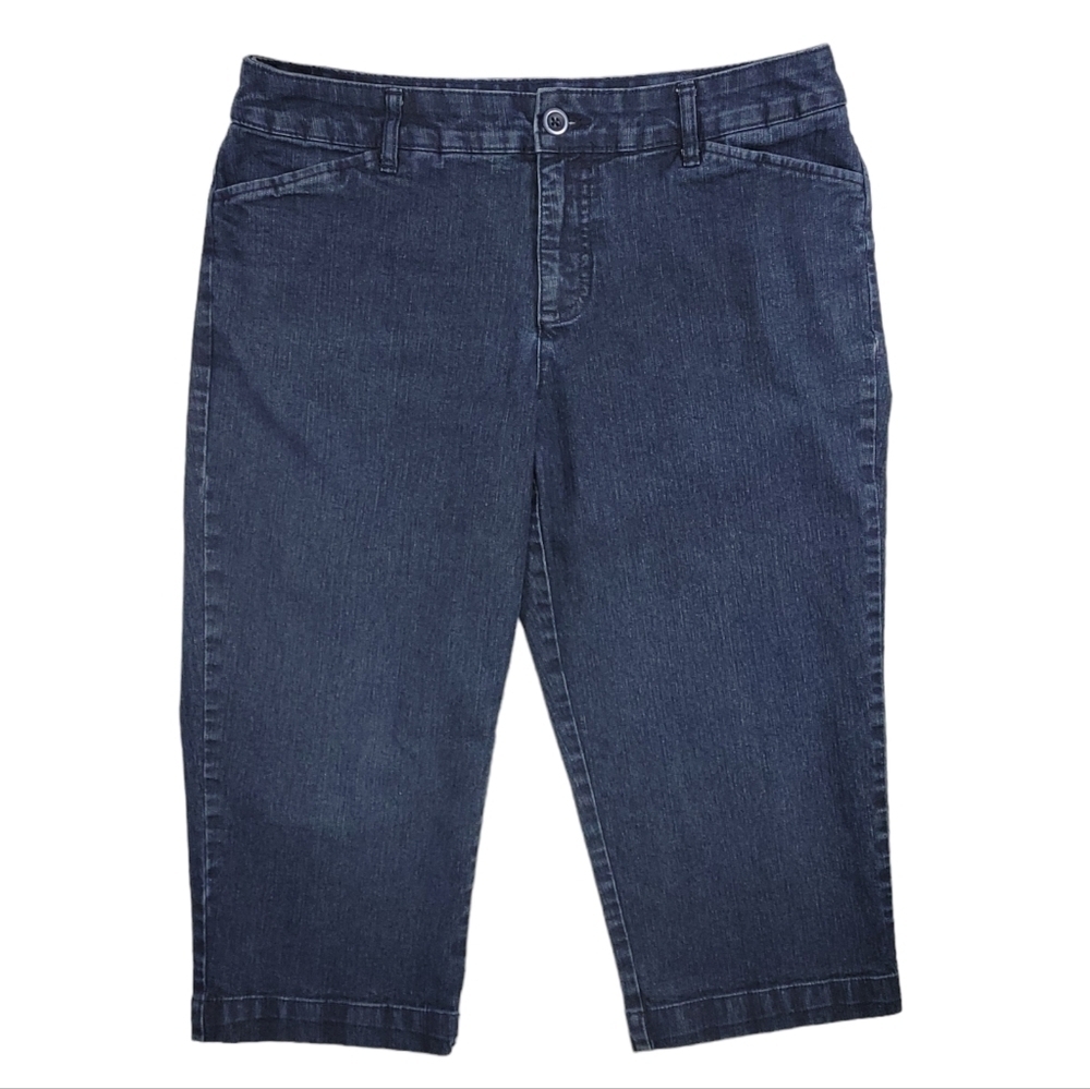 St. John's Bay Capri Women's Dark Wash Blue Denim Jeans‎ Size 10